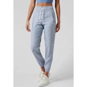 Athleta Cabo Blue Linen Joggers Sz 0
